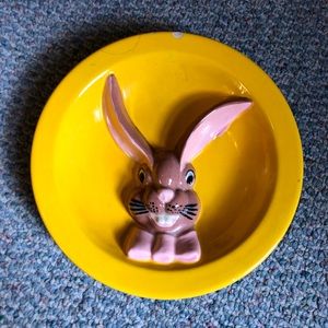Rabbit child’s deep dish divided plate circa 1960
